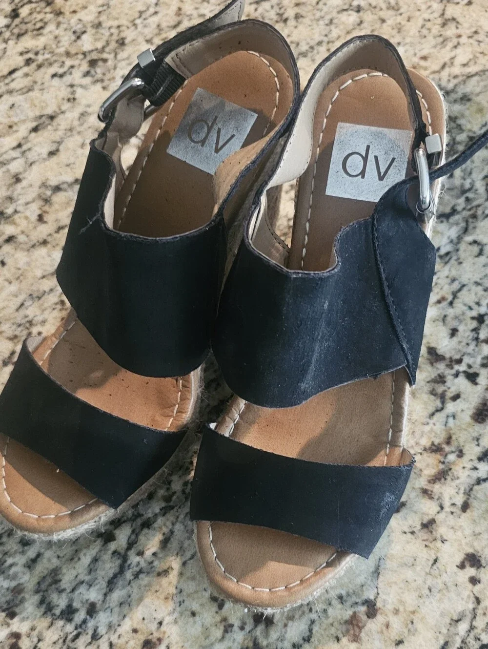 Dv By Dolce Vita Black Women’s Wedge Espadrille Sandals - Suede Upper Size 7